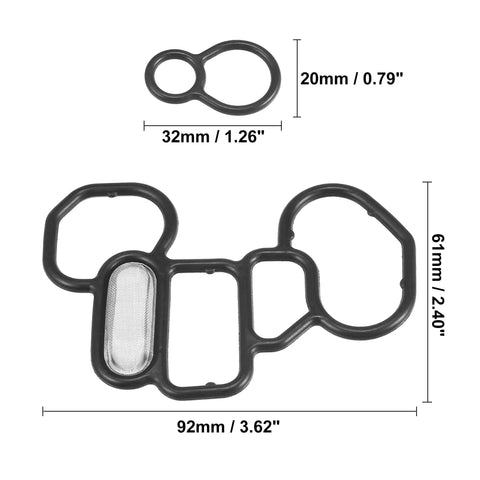 Solenoid Gasket Spool Valve Filter Screen Replacement Set For Honda Ridgeline And Compatible With Accord Odyssey Pilot Models From 1998 To 2014 Pack Of 2 Black Easy Install black gaskets with measurements visible