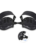 Solid One Half Inch Spindle Stationary Bike Pedals With Adjustable Strap And Toe Clip For Recumbent And Exercise Bikes, 1 Pair, Black