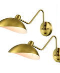 Plug In Wall Sconce Set Of 2 With Adjustable Swing Arm In Gold Brass Finish Easy On Off Switch 2 In 1 Plug In Or Hardwire Design Modern Bedroom Lighting Brass Wall Lamp For Cozy Homes