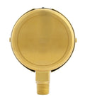 Back view of Built Tough Heavy Duty Fully Brass Hydraulic Glycerin Filled Pressure Gauge with Two and a Half Inch Dial