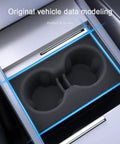 Slick White Silicone Cup Holder Tray For Tesla Model Y 2025 Center Console, perfect fit with dual cup slots.
