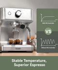 EzBru 1000 58mm Commercial Espresso Machine With Dual PID And NTC Temperature Control in use on countertop