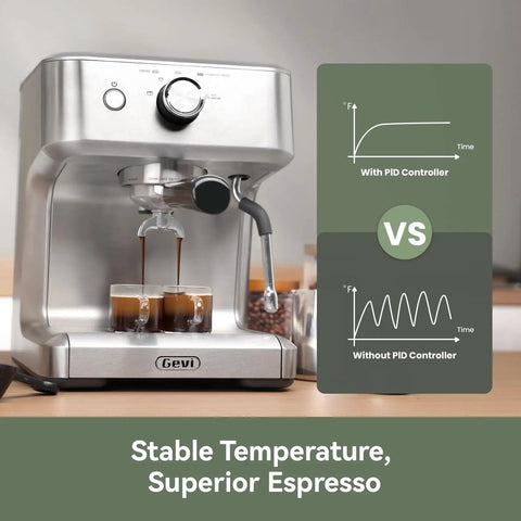 EzBru 1000 58mm Commercial Espresso Machine With Dual PID And NTC Temperature Control in use on countertop