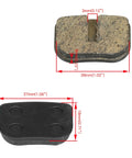 Front view of Mini Bike Disc Brake Pads for 79cc to 105cc Mini Bikes and Go Karts with measurements labeled