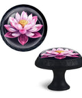 Crystal Glass Cabinet Knob With Lotus Flower Design And Mushroom Drawer Pulls, elegant bling style showing detailed lotus artwork