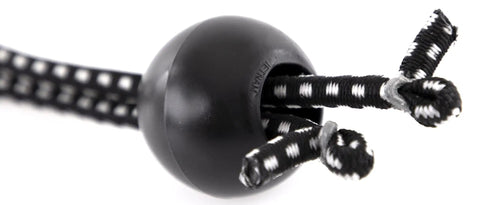Close-up of Heavy Duty Ball Bungee Cord Set 6 Inch With Nylon Ball Indoor Outdoor Tarp Tie Downs Secure And Organize Gear Black