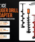 EZ Ice Auger Drill Adapter For Cordless Drill Snap On Quick Connect System Fits Pistol Bit K Drill Lite Flite Ice Fishing Augers