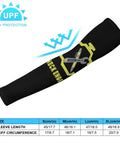 Top Shelf Sun Protection Compression Arm Sleeves Breathable Ice Silk Guards For Cycling Golf Basketball size chart and design detail.