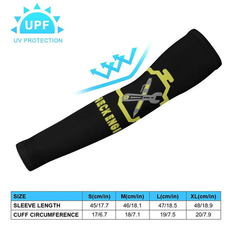 Top Shelf Sun Protection Compression Arm Sleeves Breathable Ice Silk Guards For Cycling Golf Basketball size chart and design detail.
