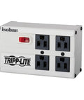 Isobar 4-Outlet Surge Protector Power Strip with 6-Foot Cord Right Angle Plug 3330 Joules Metal Housing, front view