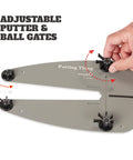 Game-Changing Adjustable Golf Putting Gates Trainer For Home Practice close-up of adjustable gates with hand adjusting knobs