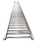 Light Duty Roller Conveyor With 2.5cm Galvanized Steel Rollers No Power Needed Warehouse Slide 30cm Wide Unloading Track For Beverage Cartons And Water Barrels Durable Silver Finish, front view