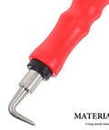 Close-up of Housoutil 2Pcs Steel Rebar Wire Twisting Hook for Concrete And Fence Work Semi-Automatic Bender Tool with red handle.