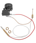 Timsec outdoor patio heater thermocouple sensor with tip-over switch; red and brown wires, brass sensor rod.