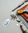 Retro Draw Latch Lock Set For Jewelry Boxes Silver Metal Hasp Buckle With screwdrivers and leather pouch