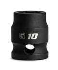 Heavy Duty 10mm Stubby Impact Socket 3/8 Inch Drive 6 Point Metric Design For Tight Squeezes Premium Chrome Moly Steel Heat Treated.