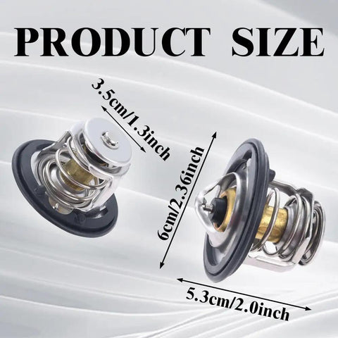 Heavy Duty Engine Thermostat Built Tough To Keep Your Ride Cool And Run Smooth Durable Temp Regulator with detailed size measurements.