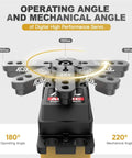 Operating and mechanical angles of Beefy 24Kg Digital High Torque Programmable Metal Gear Steering Servo for 1/10 RC Cars.