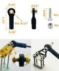 12Pcs M3 Lever Steering Linkage Ball Head Joints With Screws And Nuts For RC Airplane Control Rods And Servo Linkage Kit KT Model Plane Built For Easy No Fuss Fit And Durable Performance, black ball joint with M3 bolt and nut