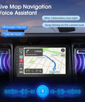 10.1 Inch Double Din Car Stereo With Wireless CarPlay And Android Auto HD Touchscreen showing navigation map