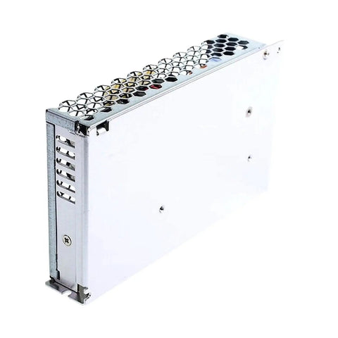 Rock Solid 48V Switching Power Supply delivering smooth 150 Watt output with metal casing and ventilation for cooling.