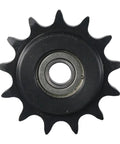 Heavy Duty 13 Tooth Idler Sprocket Wth 10mm Bore And 1/2 Inch Pitch C45 Carbon Steel Tensioner Gear top view showing teeth and bore.