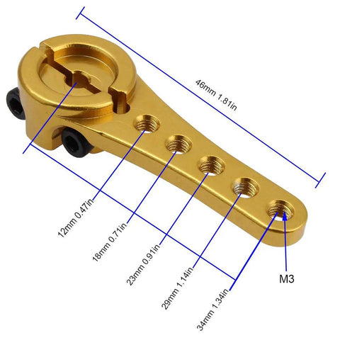 CNC Aluminum 25T Servo Horn Steering Clamping Arm For 1/8 And 1/10 RC Crawlers, 46x16x9mm, 5 Hole Spacings, Clamping Head