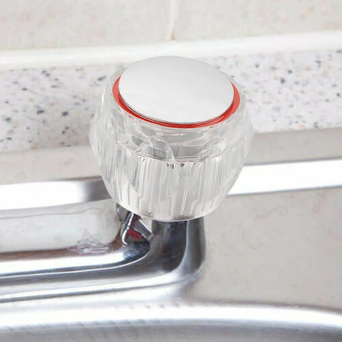 Upgrade Your Dated Faucet With This Easy Acrylic Handle Replacement Kit For Hot And Cold Tap Knobs That Fit 7.5mm Spindles In Kitchens And Bathrooms Without Any Plumbing Work or Special Tools Needed, clear acrylic faucet knob