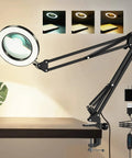 5X Magnifying Glass With Light For Crafts And Hobbies, 3 Color Modes, Stepless Dimmer, Desk Lamp Clamp Swivel Arm on Workbench