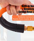 Three Eighths Inch By Twenty Five Foot Braided Air Hose For Air Compressors Flexible Heavy Duty Pneumatic Hose With Quick Connect Fittings Leak Free 300 PSI For Garage Shop Automotive Use, black bend restrictor and brass fitting