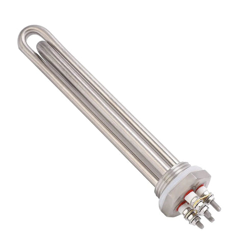 Check Out This Heavy Duty 36V Immersion Water Heater Sporting A Tough Stainless Steel Shell And Essential 1 Inch NPT Thread Setup Engineered For Savage Fast Heating Action And Rock Solid Reliability For Total Hot Water Perfection Daily - Stainless steel immersion heater element with brass threads.