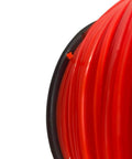 Close-up of Beefy Cross.095 Trimmer Line Replacement Spool 1280 Ft 5 Lb Red Nylon 66 Copolymer Weedeater String on spool