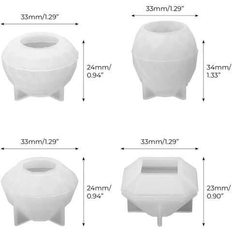 Four Piece Door Knob Molds For Epoxy Resin, DIY Crystal Silicone Casting Kit with varying shapes and dimensions