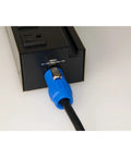 Pow-R Bar Link AC PowerCON Surge Protector with blue PowerCON input cable connected