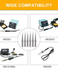 Six-Piece Replacement Tips For ET Soldering Iron, 0.02 Inch Conical Tips Pack with WES51 WESD51 WE1010NA WES50 compatibility