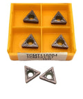Check Out This Awesome 10 Pack Of Indexable Carbide Lathe Tools TCMT110204 For Hardcore Internal Turning With Tough Hard Alloy Blades Perfect For Steel And Cast Iron That Really Hold Up Under Pressure, triangular carbide inserts in yellow box.
