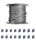 Heavy Duty 3/32 Inch 7x7 Wire Rope Kit With 500 Foot Galvanized Steel Cable And 20 Aluminum Crimp Loop Sleeves