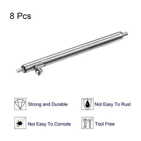 Top Shelf Heavy Duty Slick Quick Release Stainless Steel 22mm Watch Spring Bars Set of Eight showing single metal strap pin detail.