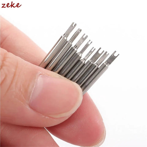 Close-up of spring bar tips from Watch Repair Kit 5 Piece Spring Bar Plier Set For Pin Removal And Band Replacement.