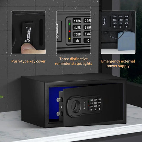 Must Have Fire Resistant Safe Box With Fireproof Waterproof Bag Sensor Light And Emergency External Power 0.55 Cubic Feet Digital Security Safe For Valuables And Important Documents
