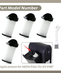4 Pack Pre Motor Filter And HEPA Replacement For EyeVac Home Pro Pet Air Plus Touchless Stationary Vacuum Includes One Cleaning Brush For NeoVac Elite EV PMF Fits Any Rig While Keeping Your Place Hella Clean Today - replacement filters and cleaning brush.