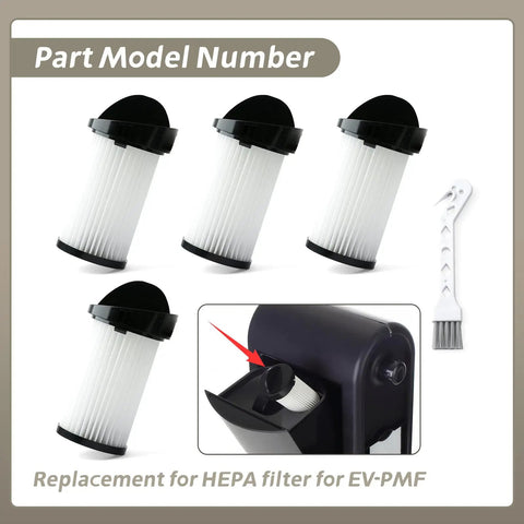 4 Pack Pre Motor Filter And HEPA Replacement For EyeVac Home Pro Pet Air Plus Touchless Stationary Vacuum Includes One Cleaning Brush For NeoVac Elite EV PMF Fits Any Rig While Keeping Your Place Hella Clean Today - replacement filters and cleaning brush.