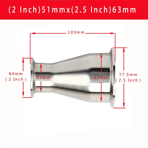 Stainless Steel Tri Clamp Ferrule Reducer Pipe Connector 51mm To 63mm SS304 Health Food Grade Built Tough Corrosion Resistant