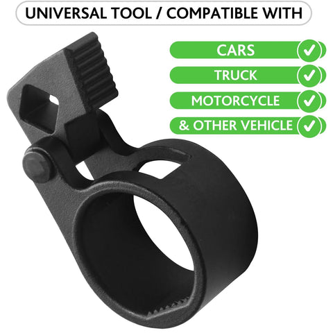 Toolwiz inner tie rod removal tool, close-up view, black metal, 3/8 in low-profile with 27–42mm end wrench (2-pack)