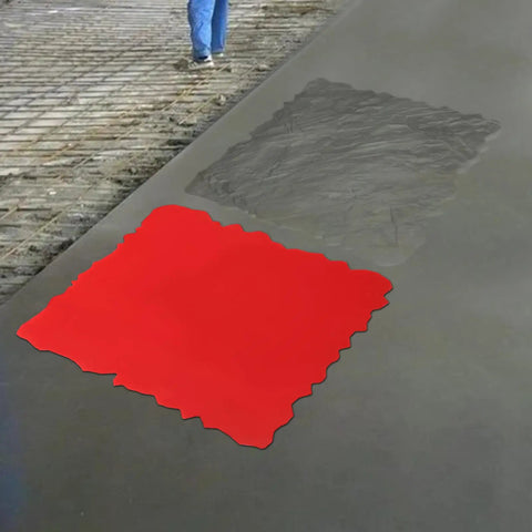 Durable Concrete Stamp Mat 19.69 by 19.69 Inch Seamless Texture Pad Made From Tough Polyurethane shown on wet concrete surface.