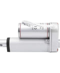 Dead Quiet 12 VDC Linear Actuator Motor With Automatic Limit Switch Shutdown, compact motor showing end and gear detail.