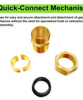 Brass One Half Inch CSST To NPT Pipe Fitting Kit Four Pack Natural Gas Quick Connect Adapters shown in parts
