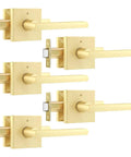 5 Pack Keyless Privacy Door Levers Satin Brass Finish Left And Right Handed Interior Door Knobs Built To Last Heavy Duty Construction Easy Thumb Turn Lock For Bedroom And Bathroom Doors.