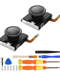 TMR Hall Effect Joystick Replacement Kit 2 Pack, No Drift, 30 in 1 Repair Tool Set with tools for Switch OLED, Lite, JoyCon.