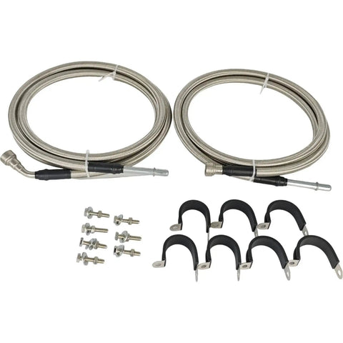 Fuel Line Quick Fix Kit with stainless steel hoses and mounting hardware for Chevy and GMC Sierra 1500 V8 engines.